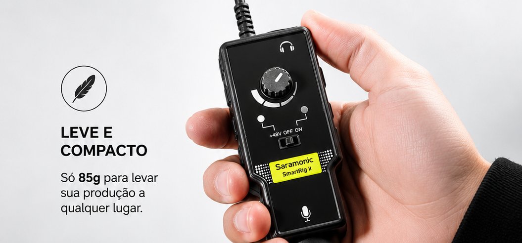 SmartRig II na mão — leve e compacto, só 85g